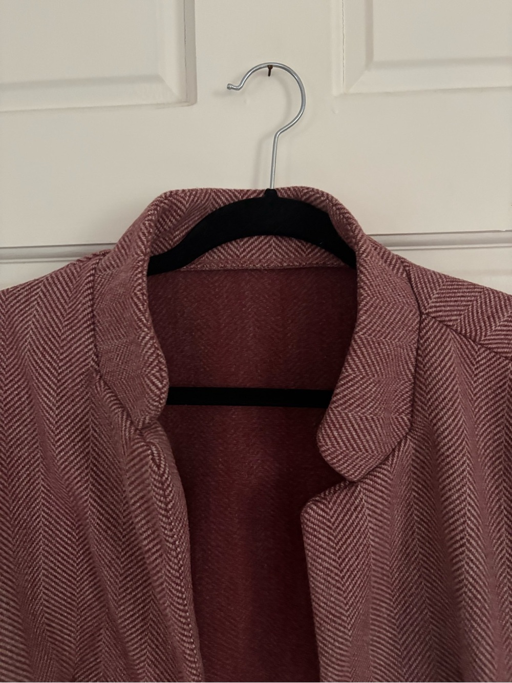 SHEIN Rose Herringbone Open-Front Blazer Jacket
